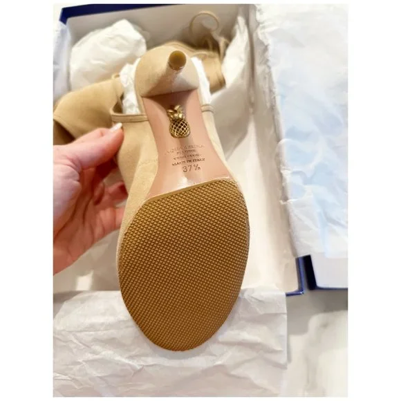 Aquazzura Sexy Thing 105 new, re-soled sz 7.5 NUDE SUEDE - Picture 4 of 9